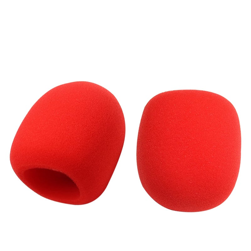 Fielect 5Pcs Microphone Cover Sponge Foam Mic Cover Handheld Microphone Windscreen Shield Protection Micro Foam Filter Red for KTV Broadcasting - Image 5